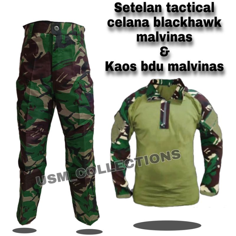 setelan satu set kaos bdu dan celana blackhawk malvinas - kaos tactical bdu malvinas - celana blackh