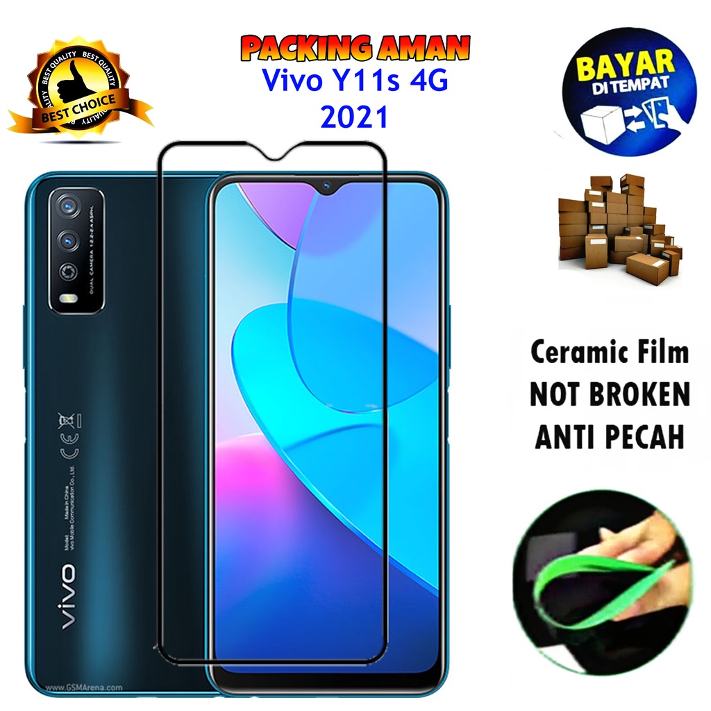 Tempered Glass Vivo Y11s 4G 2021 FULL COVER FULL SCREEN Ceramic Film Anti Gores