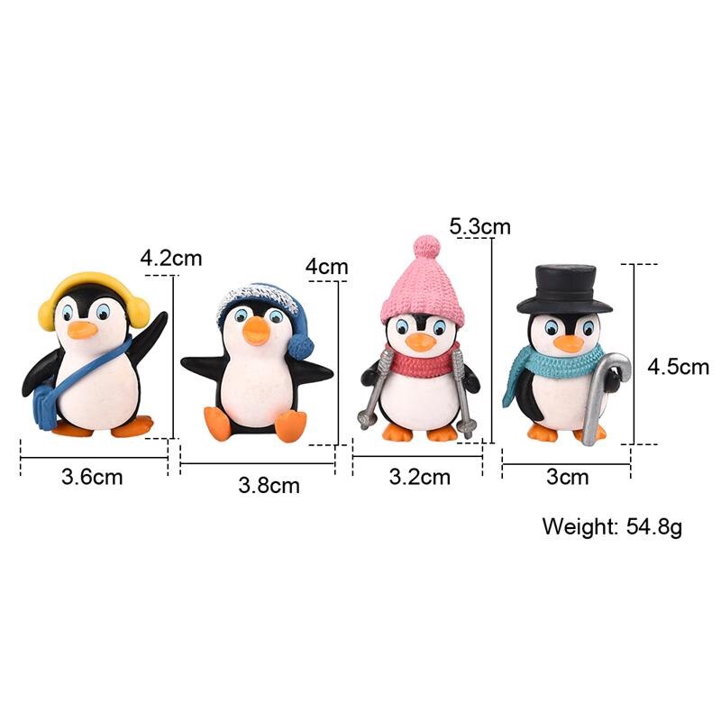 4 Pcs Pinguin Lumut Gantung Liontin Pohon Xmas Ornamen Kecil Boneka Patung Dunia Bonsai Produk Taman