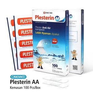 Plester Luka Anti Air Transparan / Plesterin AA isi 100 Lembar merek OneMed