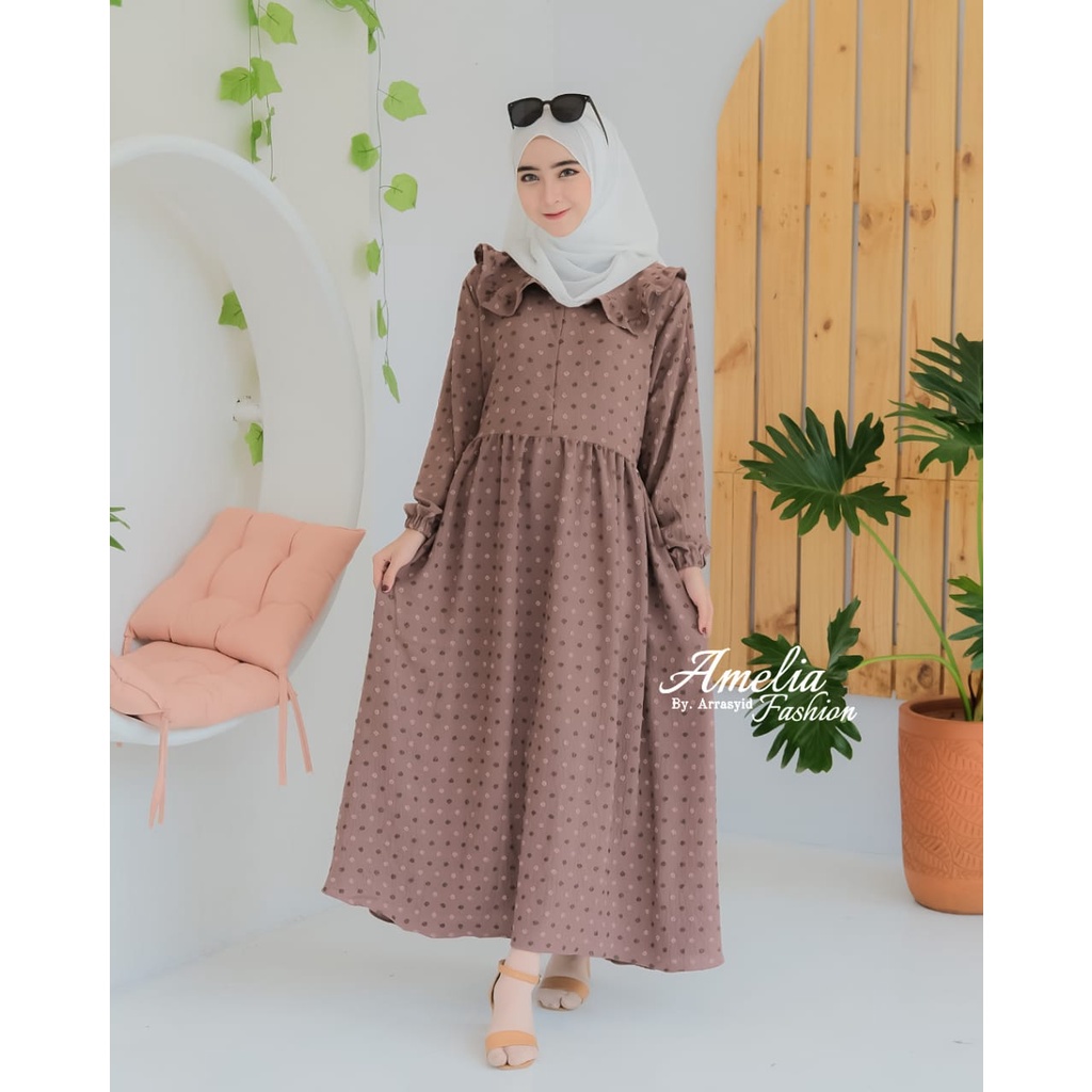 DRESS MIDI RUBI DAN MIDI SALUR ORI AMELIA CRINCKLE URUGIRI baju muslim kringkel crincle