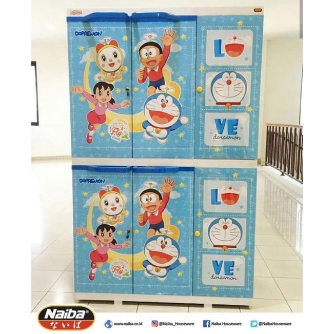 LEMARI PLASTIK 3 PINTU DORAEMON