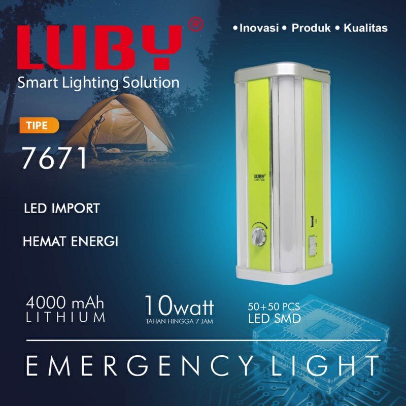 LAMPU EMERGENCY LUBY 4 SISI LAMPU 10 WATT L - 7671 / LAMPU DARURAT