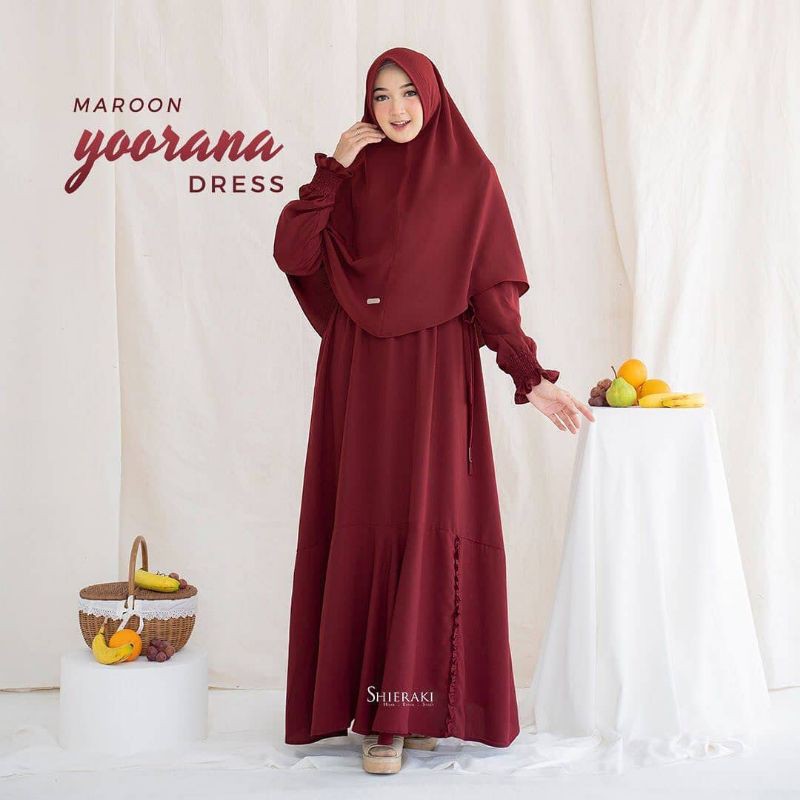 [SHIERAKI] YOORANA DRESS - Gamis Syar'i Busui polos - afiyahijabshop