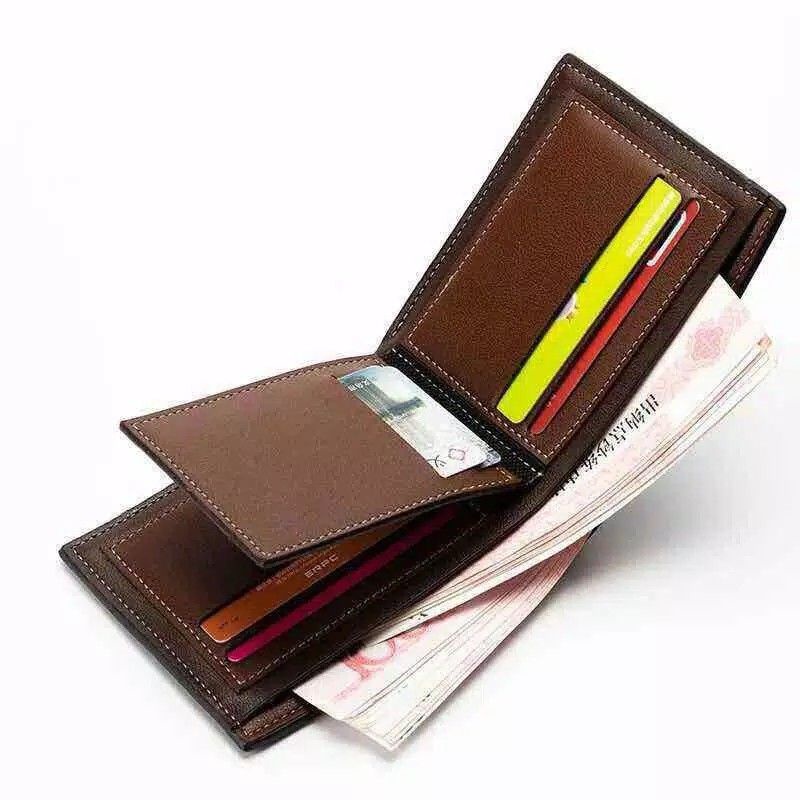 BAELLERRY Dompet Pria Dompet Lipat Kulit Kilap IMPORT 6 Slot