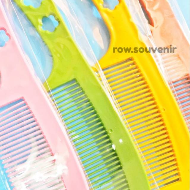 

(ISI 100) ROW SOUVENIR Sisir gagang love bunga plastik pipih kuat unik murah
