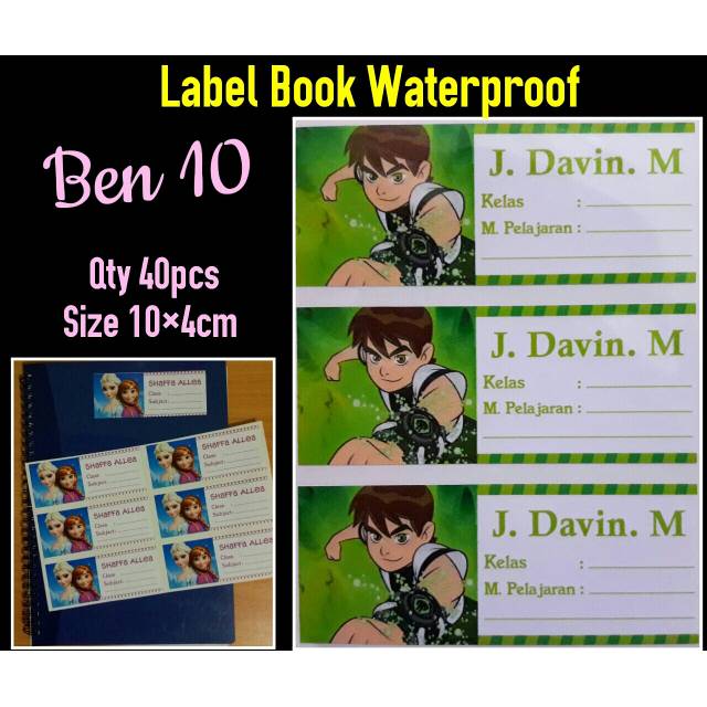 

BEN 10 ~ LABEL BOOK WATERPROOF / LABEL BUKU / STIKER BUKU / STIKER WATERPROOF / STIKER NAMA / LABEL NAMA WATERPROOF