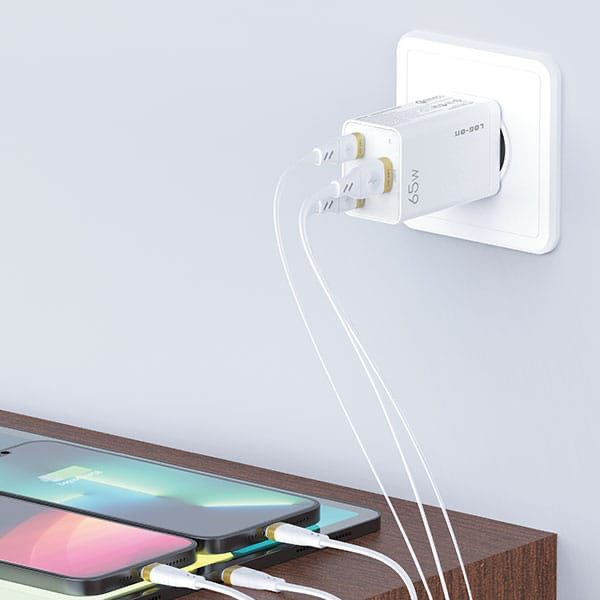 MINIGO LOG-ONN SUPER QUICK CHARGER 65W GAN LO-CPD500 TEKNOLOGI GAN FAST CHARGER VOOC OPPO