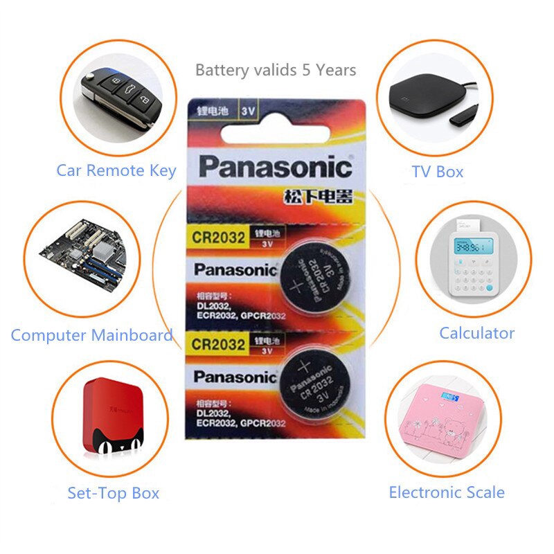 Baterai Kancing Panasonic CR2032 Lithium 3V | 5BE Original | Batre Remote Mobil | Batre Jam Digital | Batre Timbangan Digital (Harga 1 Papan)