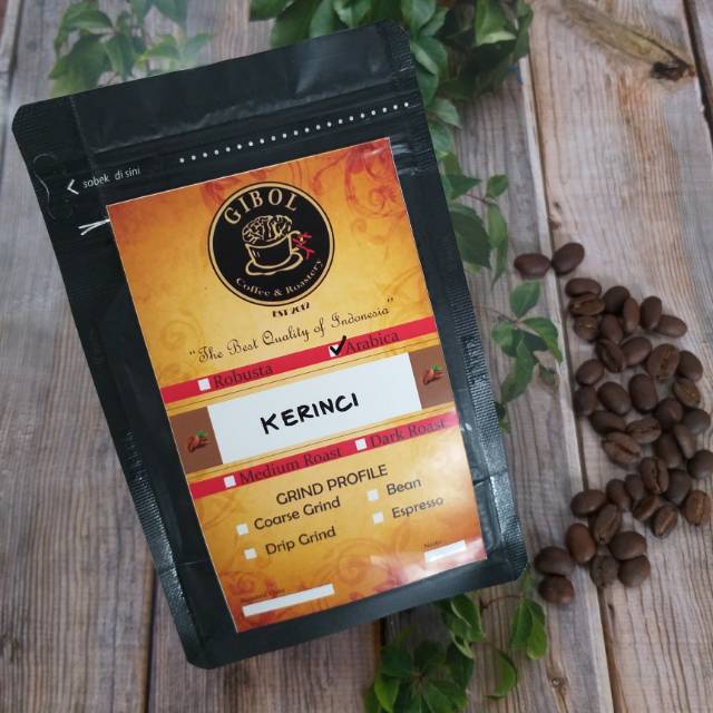 

KOPI ARABIKA KERINCI JAMBI BIJI / BUBUK KOPI ARABIKA KERINCI 200 GRAM GIBOL COFFEE