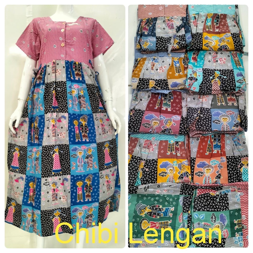 KUALITAS ORI LABEL GROSIR DASTER TERLARIS TERBARU BUSUI CIBI CHIBI SERUT HOME DRESS BATIK RAYON SUPE