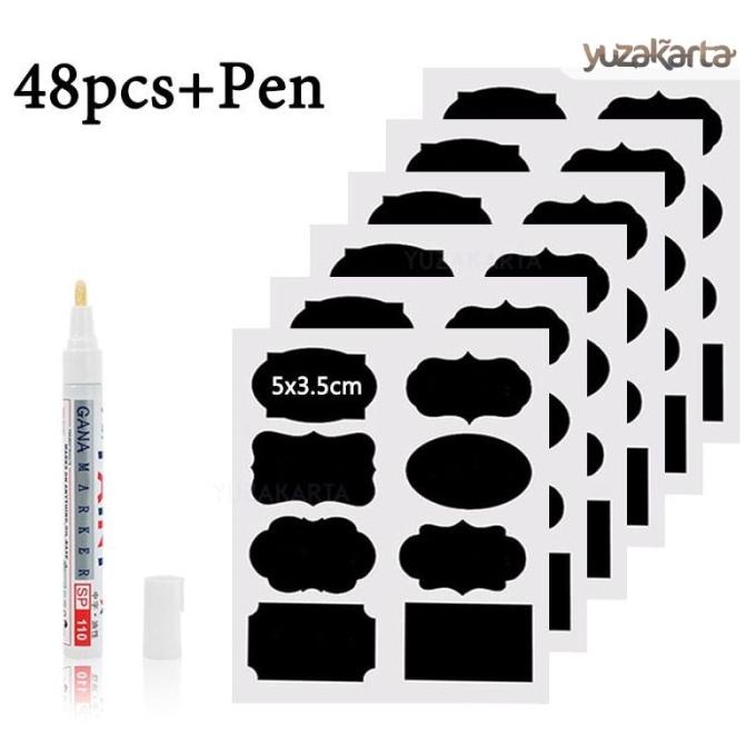 

Stiker Label Penanda Benda Gelas Toples Makanan Blackboard Removable