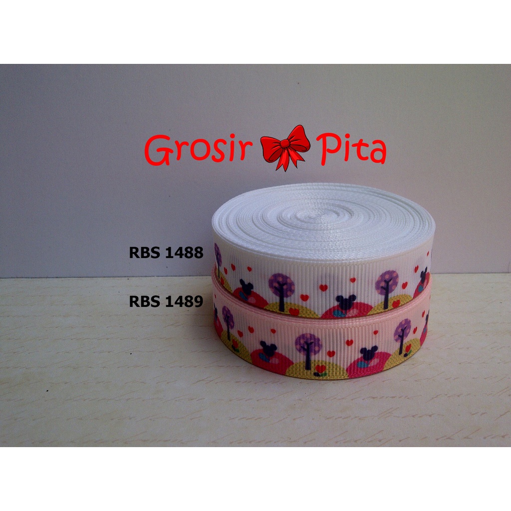 

(25 yard) Pita Grosgrain Motif Micky Mouse RBS 1488,1489 | Toko Bahan Craft | Grosir Pita