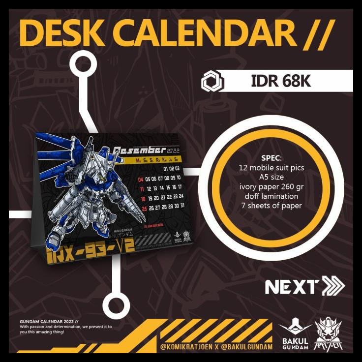 

BEST SELLER !!! BUNDLE KALENDER MEJA/DUDUK + DINDING MOTIF GUNDAM KRBG 2022 TERLARIS