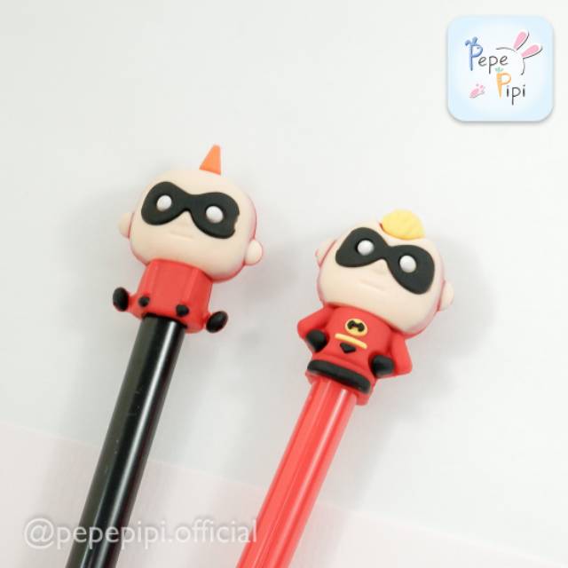 4 &amp; 12 pcs Pena Baby The Incredibles Bolpen Pen Pulpen Gelpen Karakter Incredible