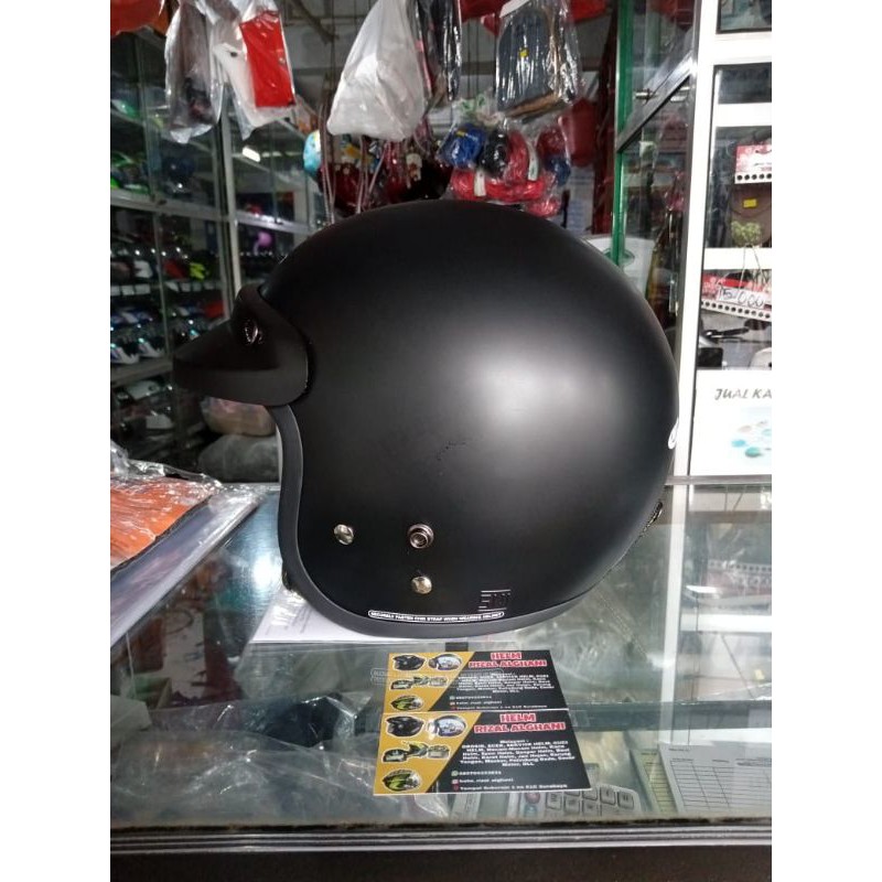 Helm Cargloss Retro CFM Hitam Doff original