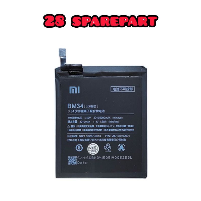 BATERAI/BATRE BM34 XIAOMI NOTE/MI NOTE ORIGINAL 100%