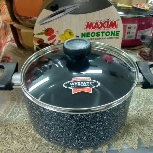 Maxim Panci Neostone Marble Ceramic Dutch Oven 20 cm 24 Cm dan Tutup Kaca  Maxim NEO24DO Neostone Dutch Oven 24 Cm