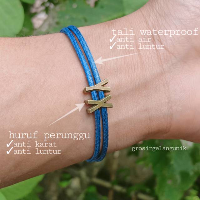 Gelang Inisial Tali Waterproof GELANG NAMA INISIAL HANDMADE CUSTOM [Kode Model: G113]