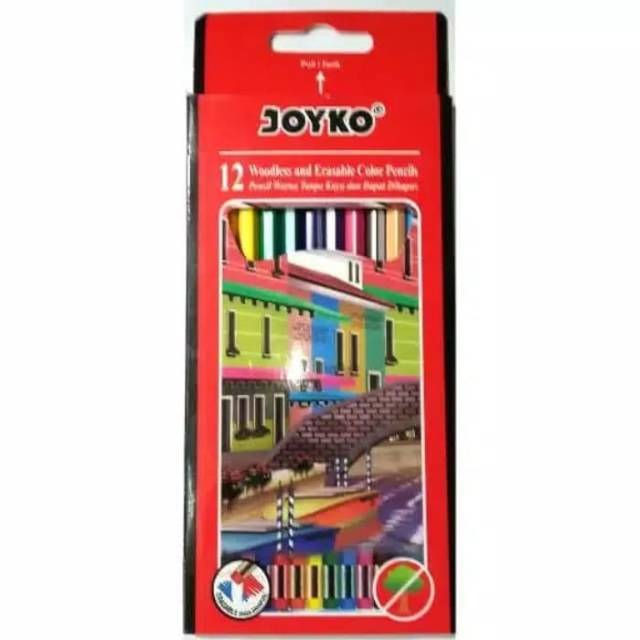 

Pensil Warna Joyko 12 Warna Panjang Bisa Dihapus CP-109 / Erasable Pensil Warna