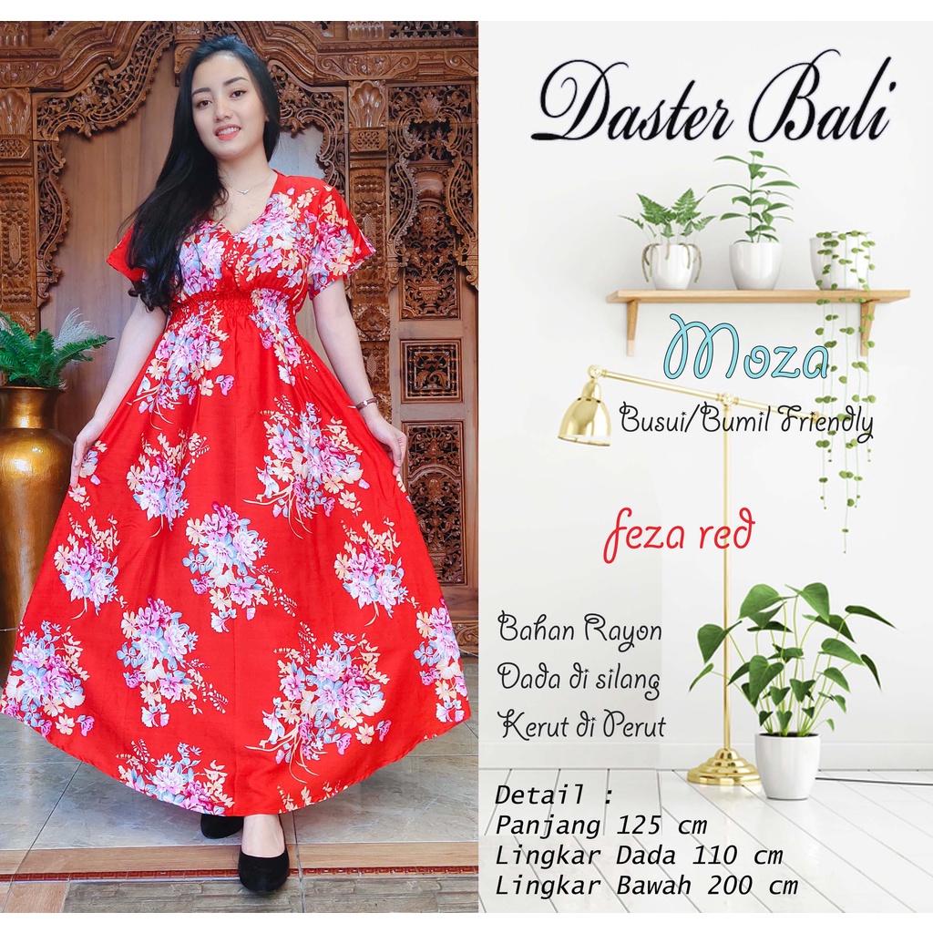 DASTER MOZA PRINT | BALI LONGDRESS-MOZA FEZA RED