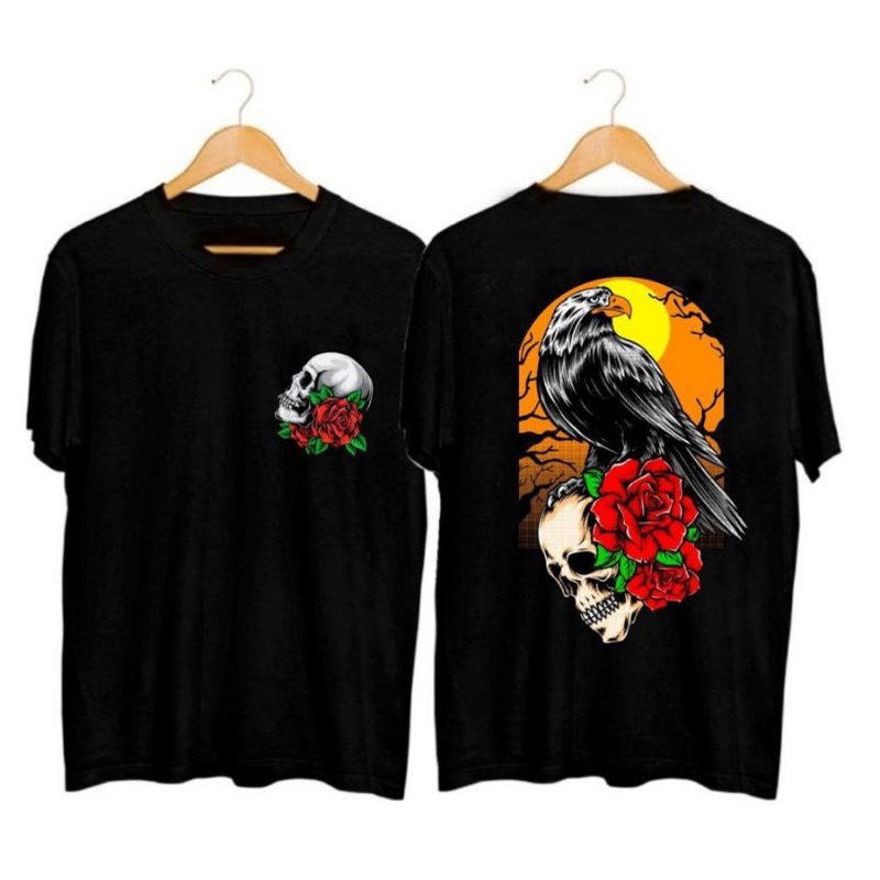 kaos tshirt pakaian baju pria distro  japanes japan sunmori tengkorak mawar elang burung