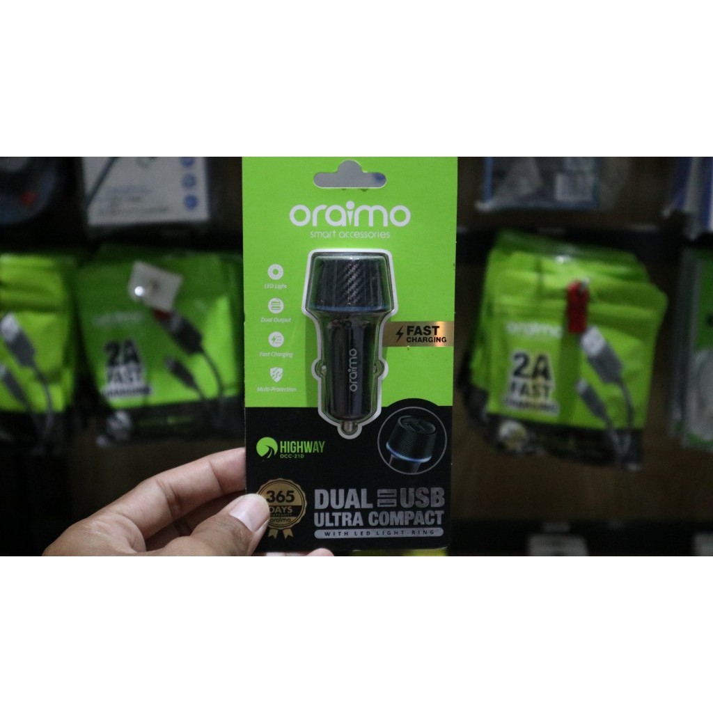 CHARGER MOBIL ORAIMO OCC-21D 2 OUTPUT 2 AMPERE GARANSI 1TH TANPA KABEL