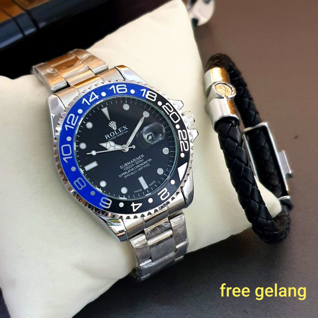 JAM TANGAN PRIA MURAH ROLEX TANGGAL AKTIF FREE GELANG