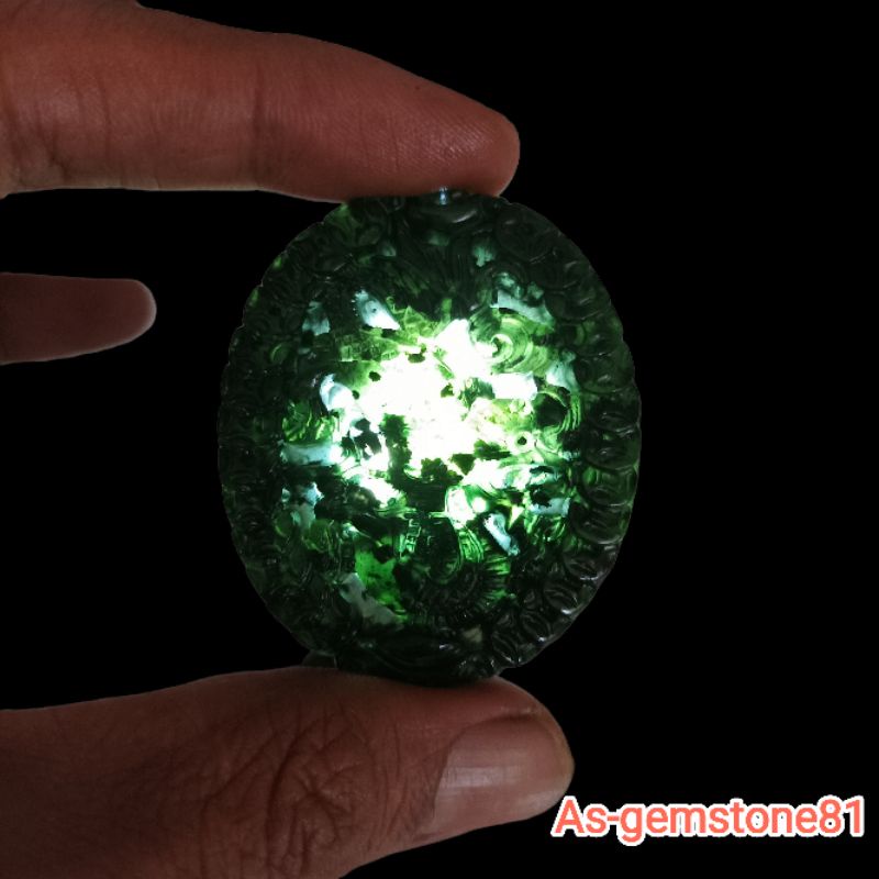 LIONTIN BATU GIOK BLACK JADE ASLI NATURAL