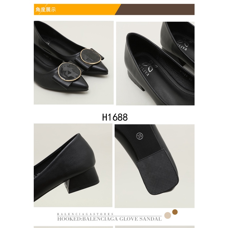 HELIVA EVELYN Low Heels 3cm Sepatu Lancip Marble heels Bahan Kulit H1688 Original Brand