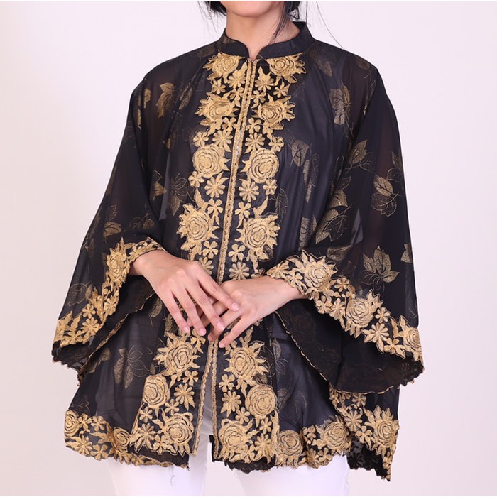 Baju Kebaya Wanita Atasan Pesta Muslimah Hitam Gold Jumbo Big Size