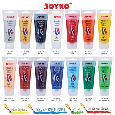 JOYKO CAT ACRYLIC COLORS ACC-75ML COBALT BLUE / YELLOW / PALE ORANGE