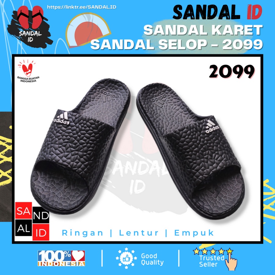 Sandal Slop Pria/Wanita Slide Adidas Sendal Karet Elastis Duramo Kulit Jeruk 2099