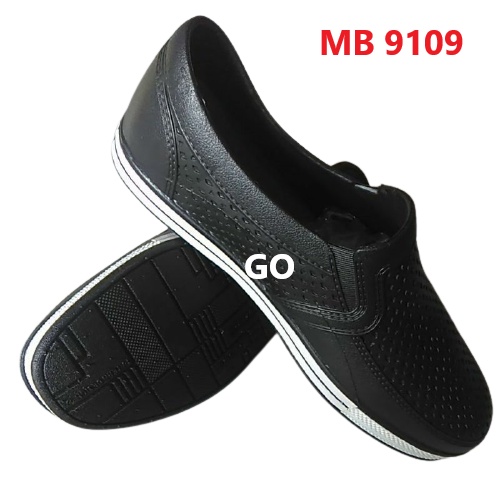 gof NEW ERA MB 9109/MB 9108 Sepatu Pantofel Pria Full Karet Pria Dewasa Hitam Putih Anti Air SlipOn Original