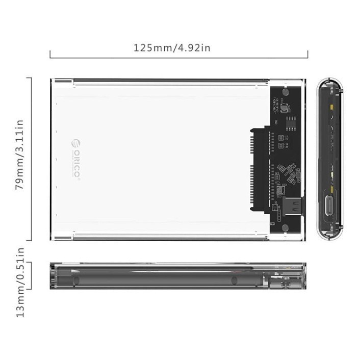 ORICO 2139C3-G2 2.5in Transparent Type-C 3.1 Gen2 HardDrive Enclosure