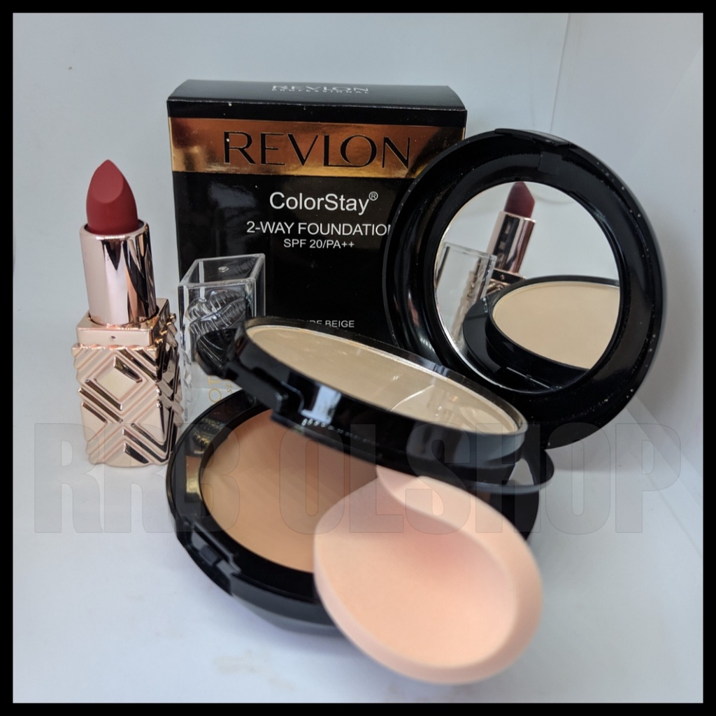RRB OLSHOP - Paket BEDAK REVLON Colorstay 2 - Way Foundation Powder -SPF 20 / PA ++ Black Gold DAN N