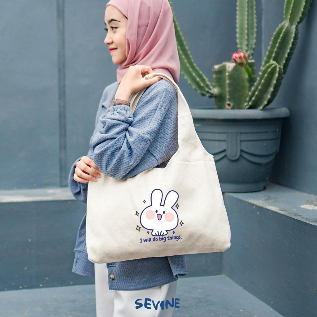 Sevine Tote Bag Kanvas Bonnie Tas Aesthetic Wanita Kuliah Fashion Laptop Sekolah Totebag Vintage Series - XF