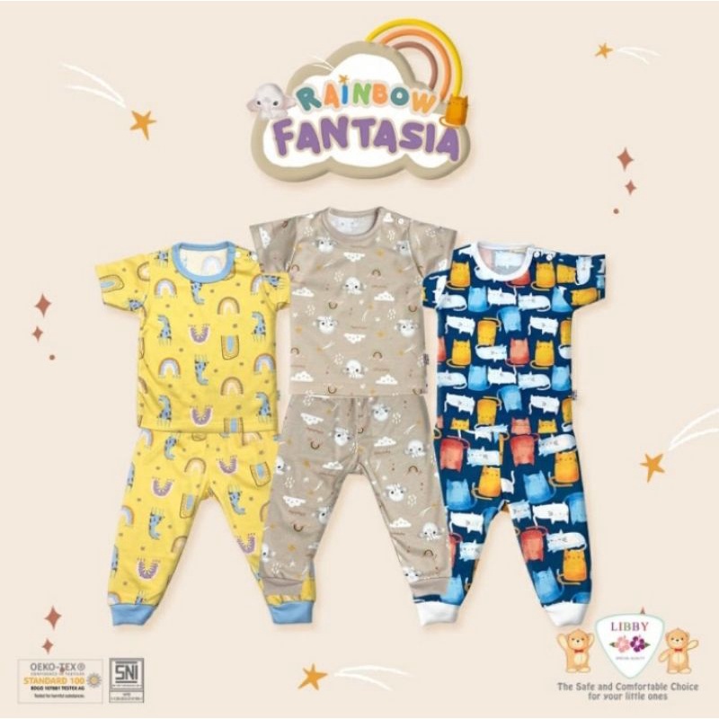 SETELAN OBLONG BAYI - LIBBY SET OBLONG PENDEK + CELANA PANJANG RAINBOW S