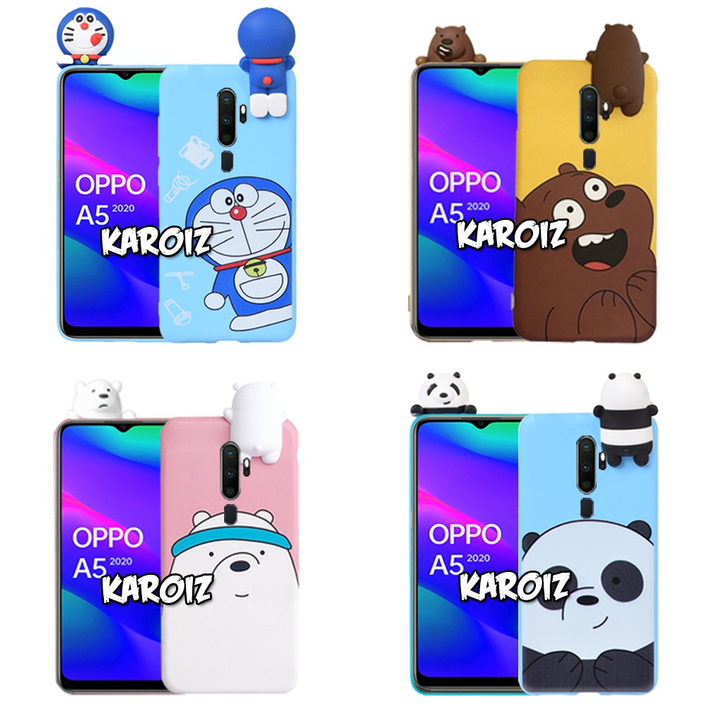 3D Case OPPO A5 2020 Intip Boneka TPU Softcase Grizzly ice Bear Hello