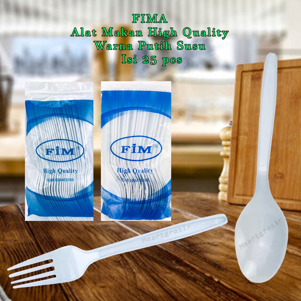 FIMA / Alat Makan Plastik  / High Quality / Warna Putih Susu / Isi 25 pcs