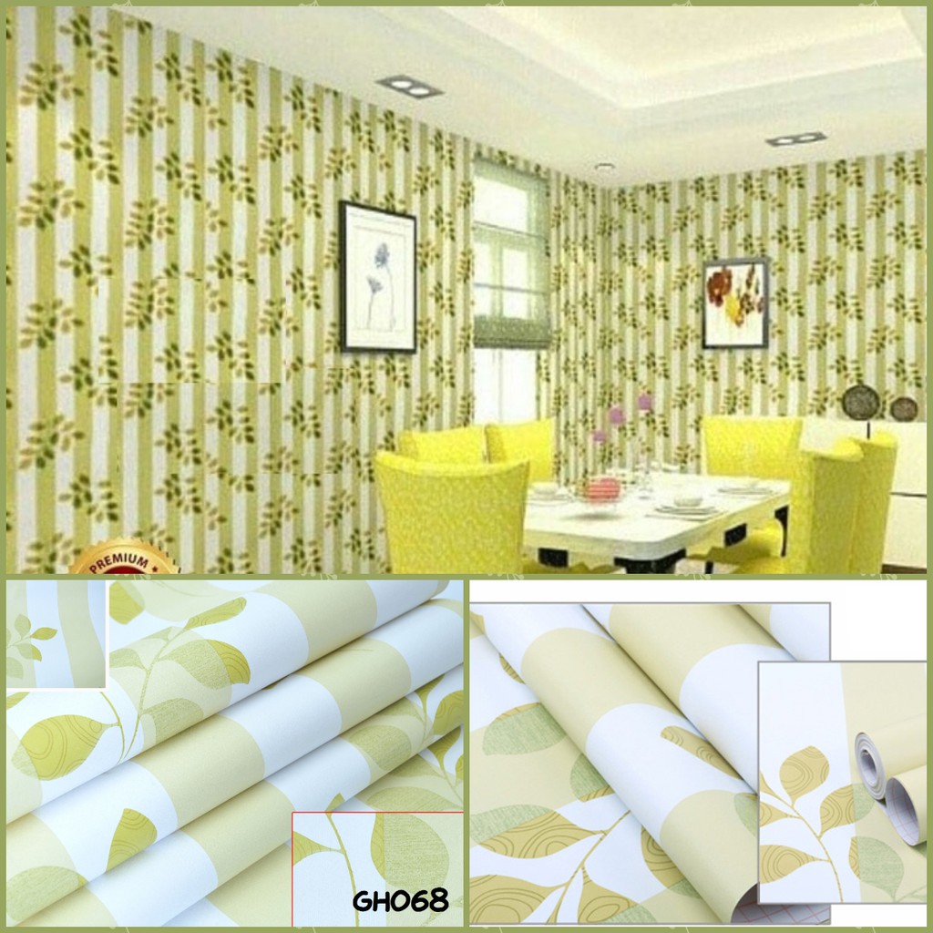 BAYAR DITEMPAT-WALLPAPER STICKER TERMURAH 45cm X 5m motif daun GH068