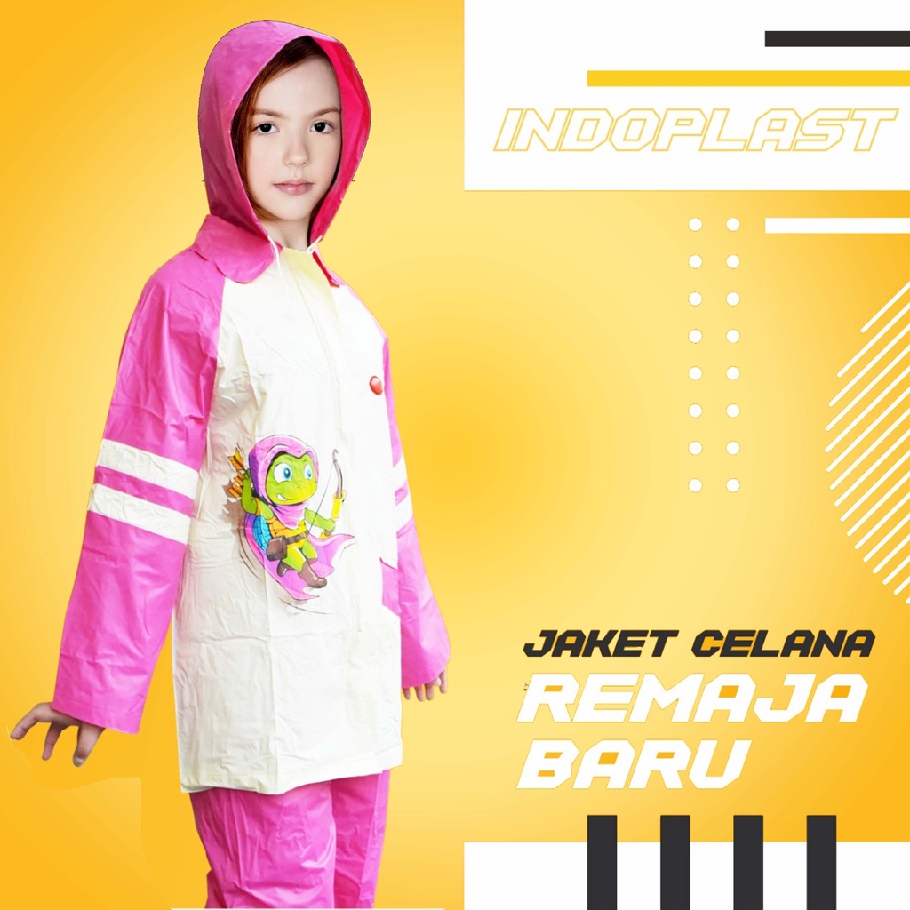 Indoplast Jas Hujan Anak Remaja Star 8-12 Tahun Setelan Jaket Celana