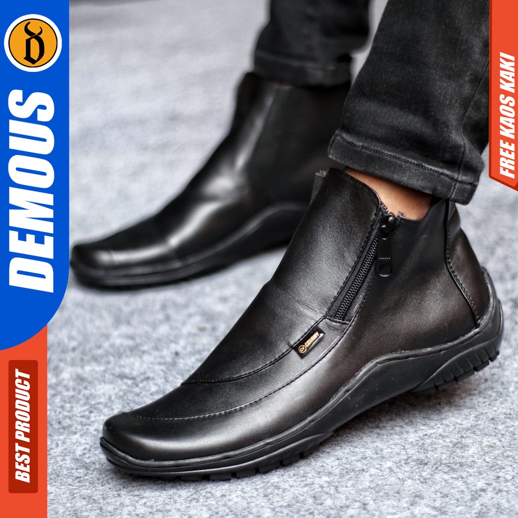 Sepatu Kulit Pria Casual Formal Kerja Hitam Cora Demous