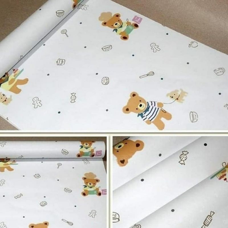 wallpaper stiker dinding motif teddy bear