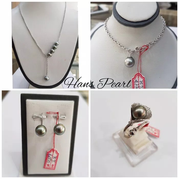 "Set emas mutiara air laut asli lombok"