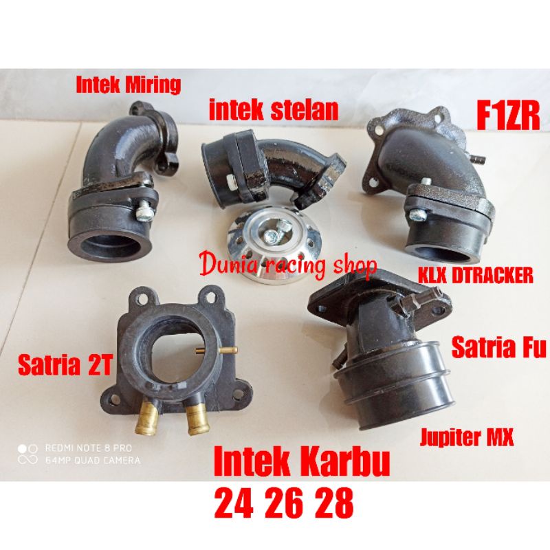 Intek Intake Manipol Karbu PE PWK  24 26 28 Jupiter Vega F1ZR Satria 2T Satria Fu Jupiter MX 135 KLX Dtracker 150