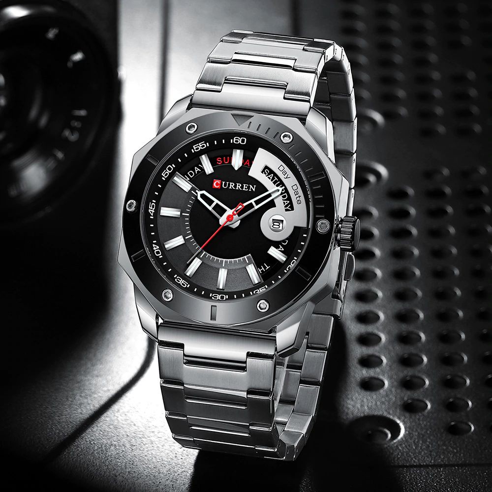 CURREN 8344 Jam Tangan Pria Analog Stainless Steel Chronograph Aktif Luminous Display WATCHKITE WKOS