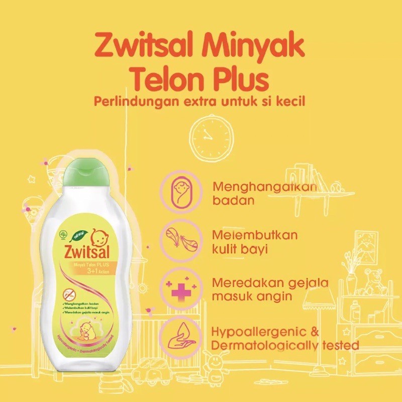 Zwitsal Baby Natural Telon Oil Plus 100ml - Minyak Telon Bayi 3+1 Action 100 ml