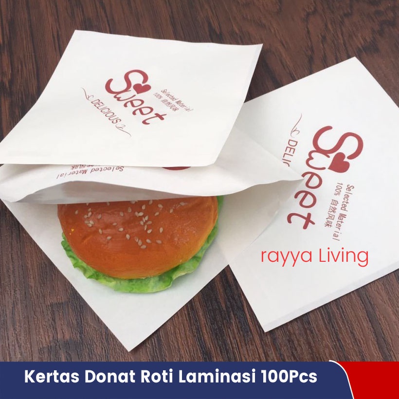 

Kertas Donat Paper Bread Kertas Burger Kertas donut Food Grade Laminasi 100pcs