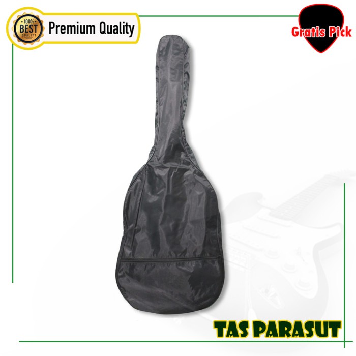 Tas Gitar Akustik Berbahan Parasut Hitam Polos Universal